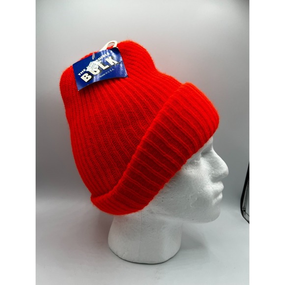 Vintage Made in the USA Knit Beannie BULK Logo Red Stretch Soft NEW OLD STOCK - Picture 4 of 11